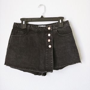 Toast Jeans | Black Denim Button Down Skort